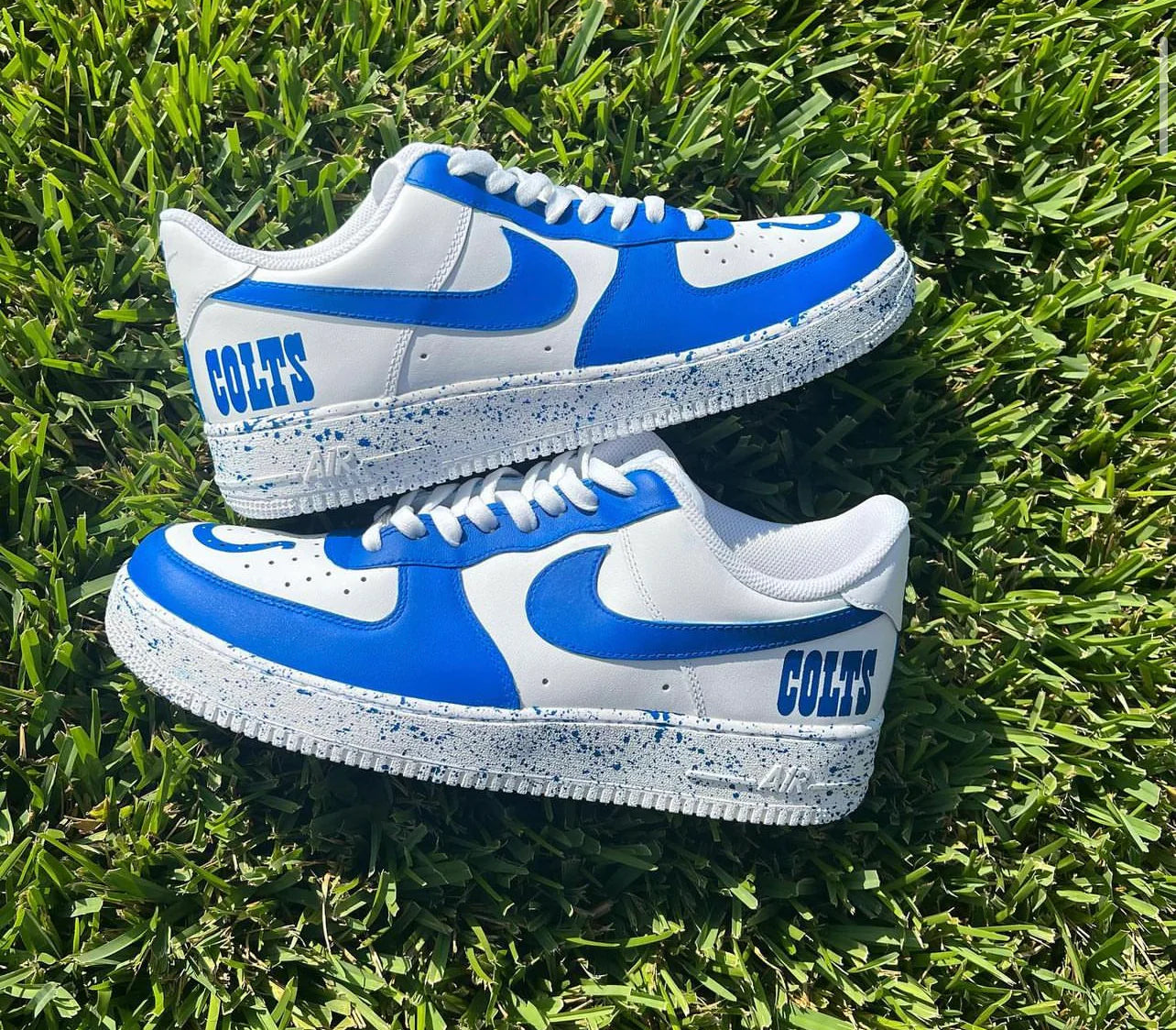Custom Blue & White Splatter Low-Top Sneakers