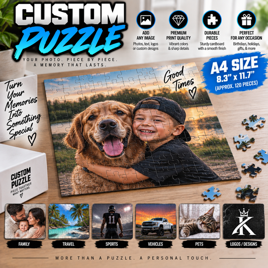 Custom Puzzle A4 8.3x11.7 – Personalized Photo Puzzle 120 Pieces for Gifts, Family & More