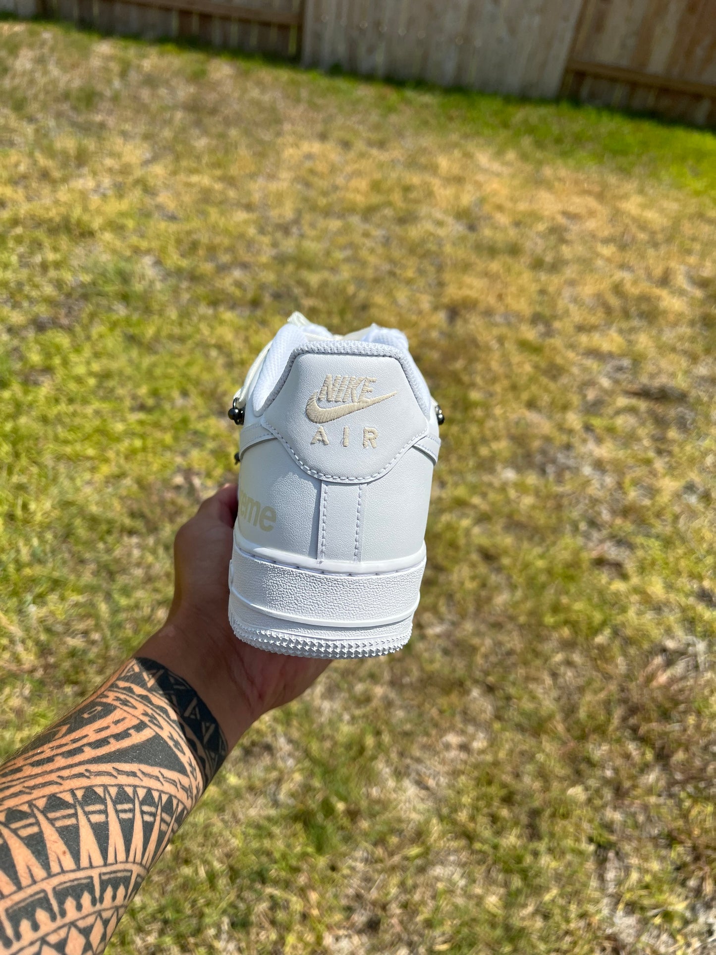 Custom White & Green Designer-Inspired – Hand-Painted Custom Sneakers | KloudCustoms