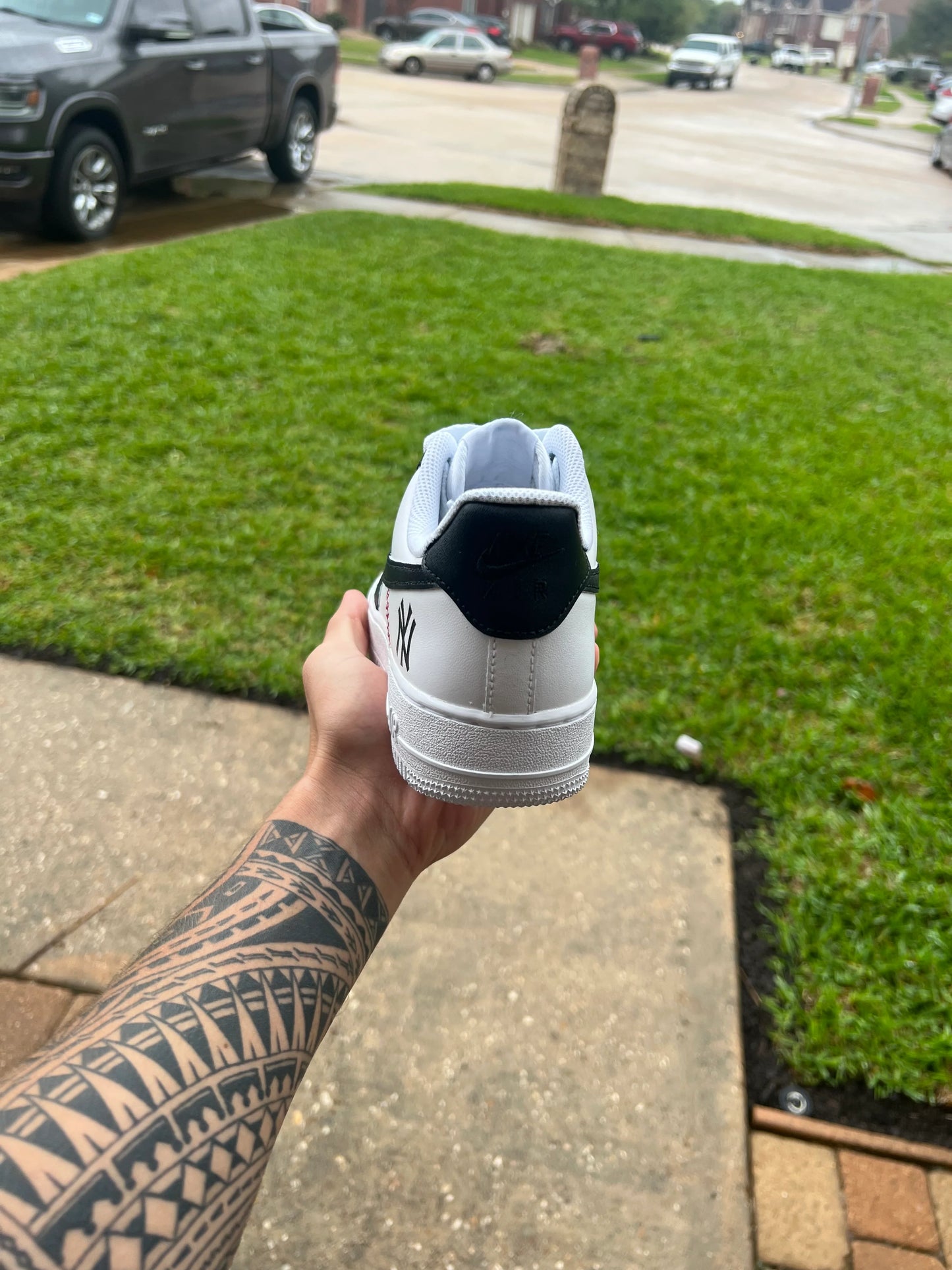 Custom Black & White Baseball-Inspired Low-Top Sneakers