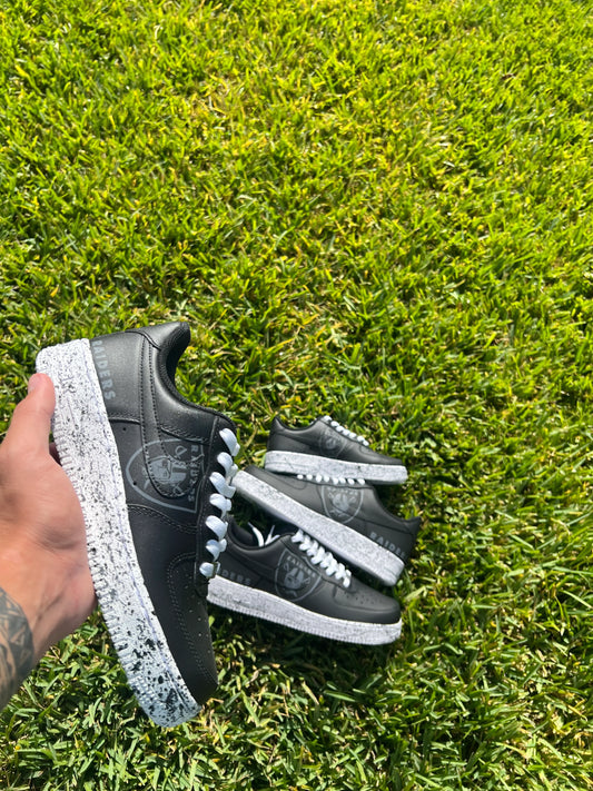 Custom Black & White Speckle Low-Top Sneakers – Hand-Painted Sports-Inspired Design