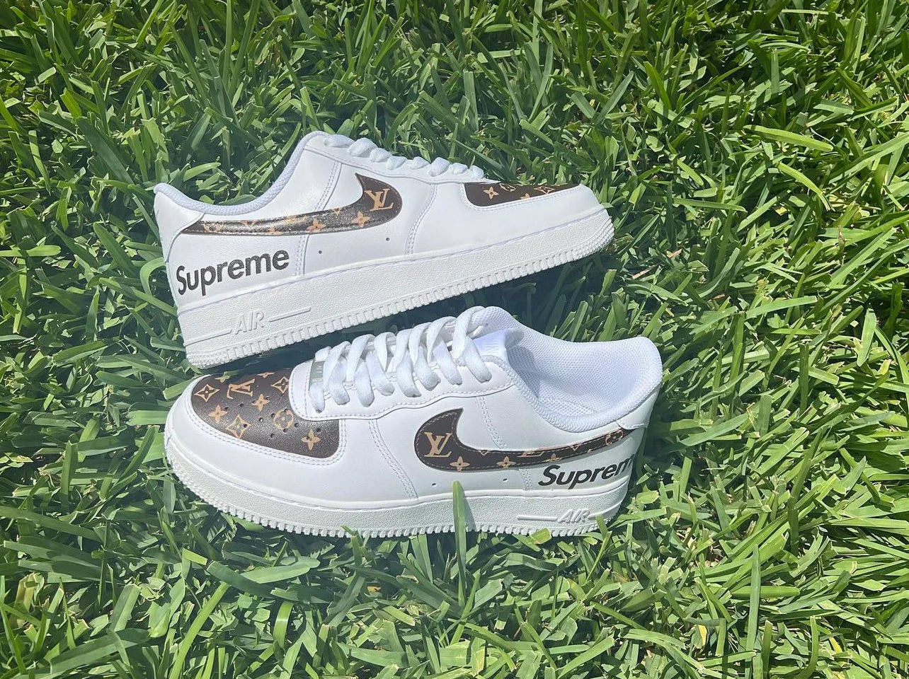 Custom White & Brown Pattern Low-Top Sneakers – Hand-Painted Streetwear Style